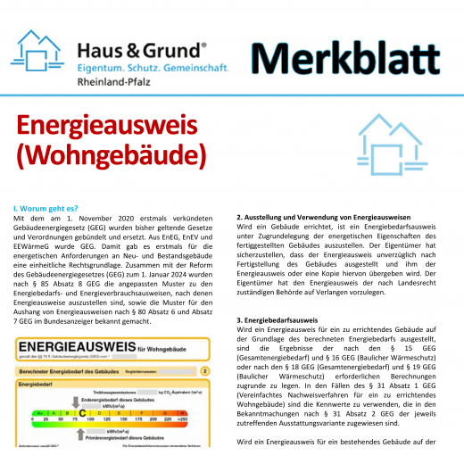 Merkblatt: Energie-Ausweis - EnEV