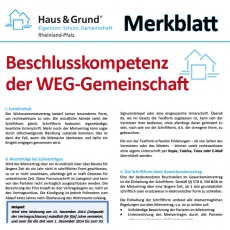 Merkblatt: Beschlusskompetenz der WEG-Gemeinschaft