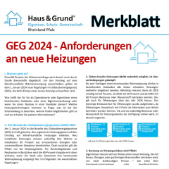 Merkblatt: Gebäudenergiegesetz (GEG) 2024 - Anforderungen an neue Heizungen